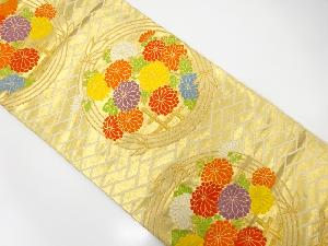 アンティーク　丸文に菊模様織出し袋帯（着用可）